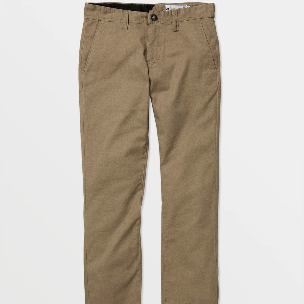 VOLCOM BOYS REGULAR STRETCH PANTS - KHAKI